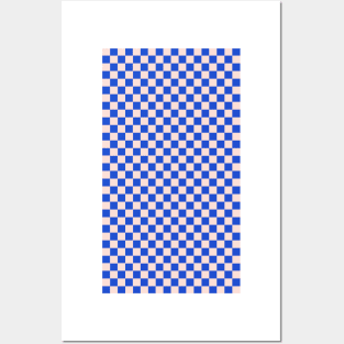 retro pink and blue checkered gingham pattern Posters and Art